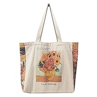 BROADREAM Canvas Tote Bag, Extra Large Capacity Handbags Shoulder Bags with Zipper, Reusable Shopping Bag, Aesthetic Vintage Bags, Large Shoulder Bag for Women Work School College Daily Use