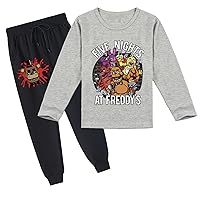 Toddler Casual Tracksuit Set Five Night Freddy's Crewneck Long Sleeve Pullover Top and Elastic Waist Pants