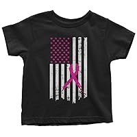 Threadrock Kids Pink Ribbon Breast Cancer Awareness Flag Toddler T-Shirt