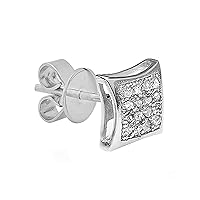 Dazzlingrock Collection 0.05 Carat (ctw) Round Diamond Kite Shape Men's Iced Stud Earrings, Available in Pair & 1Pc Platinum Plated Sterling Silver & 10K/14K/18K Gold