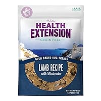 Health Extension Oven-Baked Dog Treat, Gluten & Grain-Free, Puppy Training Dry Biscuit Treats, Lamb & Blueberries Recipe (6 Oz / 170 g)