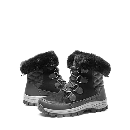 DREAM PAIRS Waterproof Snow Boots for Women, Faux Fur Cozy Warm Insulated Winter Boots Lace Up Mid-Calf Outdoor Shoes for Walking Hiking