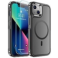 SUPFINE Magnetic for iPhone 13 Case, [Compatible with MagSafe][10 FT Military Grade Drop Protection] [2+Tempered Glass Screen Protector] Non-Slip Heavy Duty Full-Body Shockproof Phone Case,Black