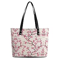 Blooming Cherry Blossom Printed Purses and Handbags for Women Vintage Tote Bag Top Handle Ladies Shoulder Bags for Shopping Travel