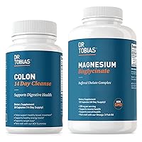 Colon 14 Day Cleanse and Magnesium Bisglycinate, with Fiber, Herbs & Probiotics, Supports Gut Health, Eergy, Muscle, Bone & Joint, Non-GMO