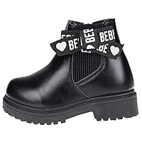 bebe Girl's Cowboy Boots Combat Chelsea Knee High and Western Ankle Boots with Side Zipper and Lace Up - Kids Fall Boots Toddler/Little Kid/Big Kid