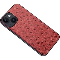 Leather Case for iPhone 14 Plus, Genuine Leather Slim Shockproof Case Comfortable Grip Camera Protection Protective Cover for iPhone 14 Plus,Red
