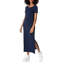 Amazon Essentials Women's Jersey Standard-Fit Short-Sleeve Crewneck Side Slit Maxi Dress (Previously Daily Ritual)