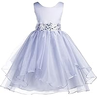Satin Flower Girl Dresses for Wedding Ruffled Ball Gown Dresses with Sequin