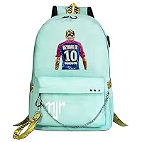 Teenager Wear Resistant Book Bag,Neymar JR Graphic Knapsack Casual Durable Rucksack with USB Charging Port