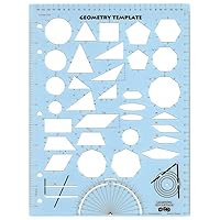 LEARNING ADVANTAGE Geometry Template - Sturdy Geometric Stencil to Draw 2D Shapes and Measure Angles - Includes Ruler plus a Number Line with Negative Values