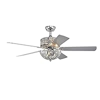 Warehouse of Tiffany CFL-8448REMO/CH Silver Orchid Wilson Chrome 52-Inch 5-Blade Lighted w/Metal Bowl Shade (Includes Remote) Ceiling Fan