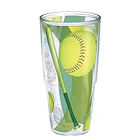 Tervis Softball - All Over Made in USA Double Walled Insulated Tumbler Cup Keeps Drinks Cold & Hot, 24oz - No Lid, Classic