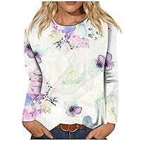 Sexy Blouses for Women Round Neck Trendy Graphic Tees Long Sleeve Slim Fit T-Shirt Casual Going Out Outfits