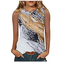 Women's Tank Tops Summer 2023 Womens Round Neck Sleeveless Tanks Casual Basic T Shirts Floral Printed Graphic Tees