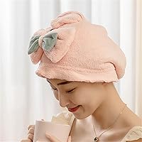 Coral Velvet Cute Bow Embroidery Dry Hair Cap Bath Cap Super Absorbent Adult Hair Fine and Soft Hair Drying Towel Hair Care Hair Towel Wrap for Women Pinkish Grey
