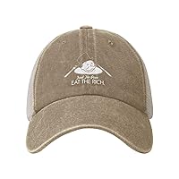 Feed The Poor Eat The Rich Cowboy Mesh Baseball Cap Washed Denim Trucker Hat Vintage Unisex Sunhat