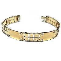 Jewelry Affairs 14k Yellow And White Gold Railroad Rolex Mens Bracelet, 8.5