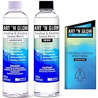 Art ‘N Glow Epoxy Resin for Clear Casting and Coating - 16 Ounce Kit - Perfect for Molds, Crafts, Tumblers, Jewelry, Wood - Food Safe, Non Yellowing, Bubble Free, and Made in The USA