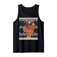 Funny Ugly Christmas Chicken Reindeer Lights Holiday Cute Tank Top