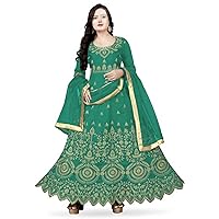 Jessica-Stuff Women Cotton Silk Semi Stitched Anarkali Gown Wedding Dress (1201)