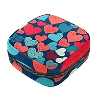 Sanitary Napkin Storage Bags Feminine Menstrual Period Pad Cup Organizer Handbag Portable Tampon Organizer Zipper Bag for Women Teen Girls (Loves Pattern)