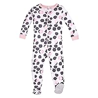 Lamaze Girls' Super Combed Natural Cotton Footed Stretchie One Piece Sleepwear, Baby and Toddler, Zipper, 1 Pack