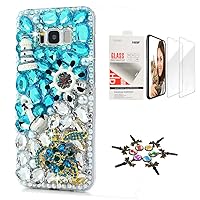 STENES Galaxy Note 9 Case - Stylish - 3D Handmade [Sparkle Series] Bling Turtles Lighthouse Rudder Design Cover Compatible with Samsung Galaxy Note 9 with Screen Protector [2 Pack] - Blue
