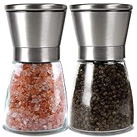 Salt And Pepper Grinder Set (2 Pcs)-Durable Stainless Steel Salt And Pepper Grinder-Adjustable