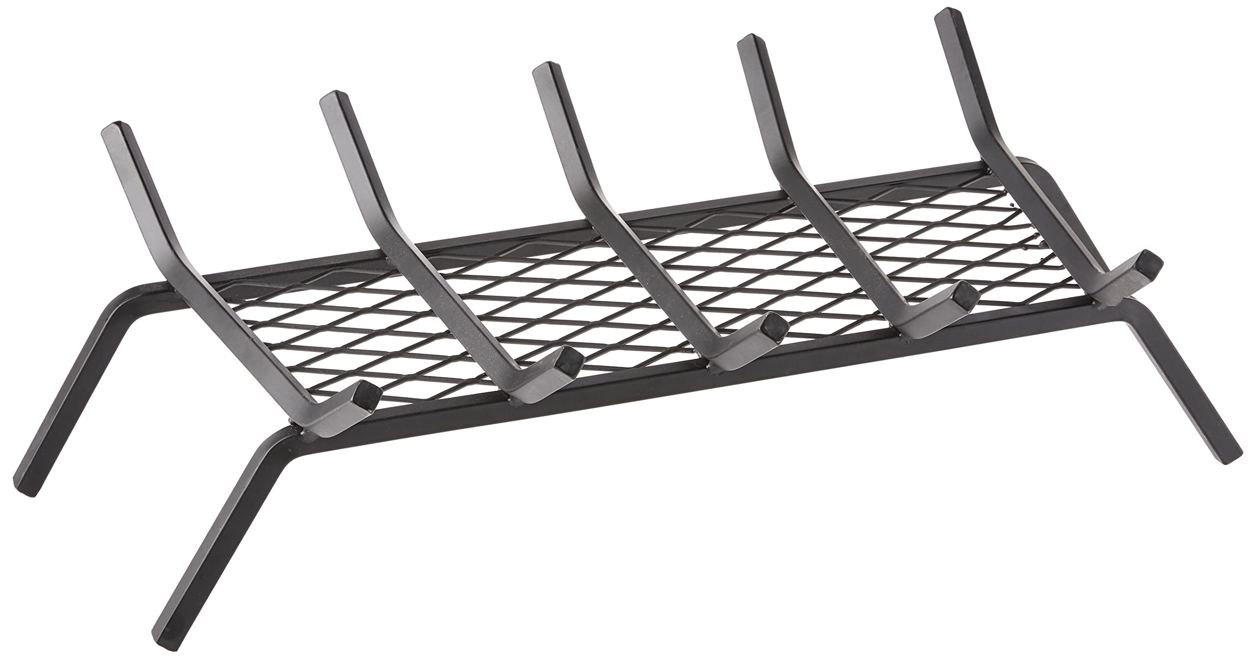 Pleasant Hearth - 1/2" Solid Steel Fireplace Grates With Ember Retainer, Black, 24-Inch
