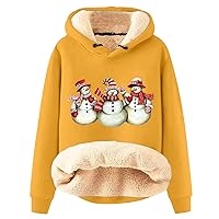Womens Christmas Sweatshirt Winter Warm Plush Sherpa Lined Pullover Casual Workout Graphic Loose Fit Hoodie
