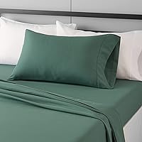 Amazon Basics Lightweight Super Soft Easy Care Microfiber 3-Piece Bed Sheet Set with 14-Inch Deep Pockets, Twin XL, Emerald Green, Solid