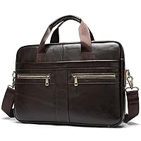 Men's Bag Laptop Leather Men's briefcase 14 men's leather bag A4 file bag waterproof large capacity briefcase