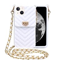 Yatchen for iPhone 13 Pro Max Wallet Case ,Crossbody Phone Case with Lanyard Strap Cute Purse Case Flip Credit Card Holder Soft Silicone Girls Lady Handbag Case for iPhone 13 Pro Max White