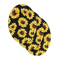 ALAZA Sunflower Print Flower Floral Black Natural Sponges Kitchen Cellulose Sponge for Dishes Washing Bathroom and Household Cleaning, Non-Scratch & Eco Friendly, 3 Pack