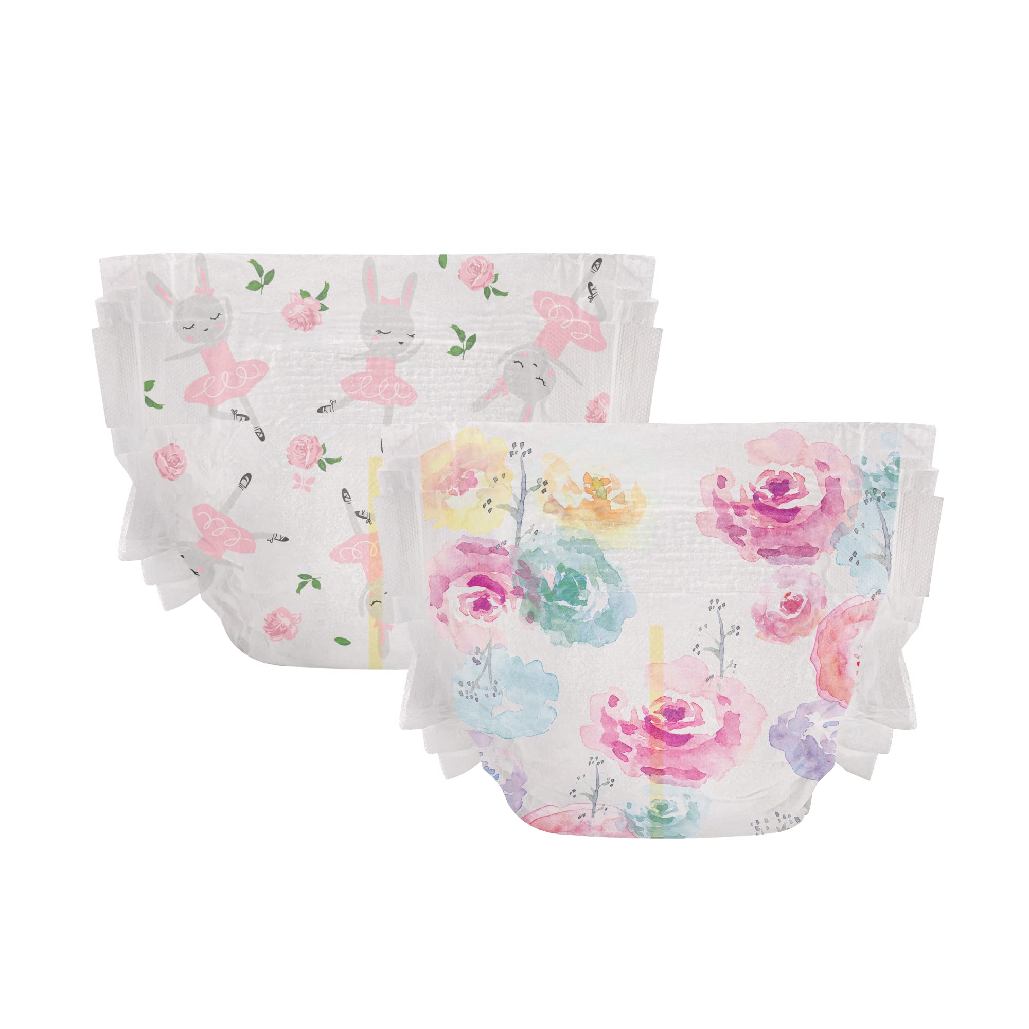 The Honest Company Clean Conscious Diapers | Plant-Based, Sustainable | Rose Blossom + Tutu Cute | Super Club Box, Size 1 (8-14 lbs), 136 Count