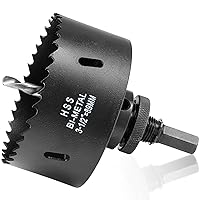3 1/2 inch Hole Saw Drill Bit for Metal and Wood, M42 Bi-Metal Hole Cutter with 1.5” Cutting Depth for Plywood, Fiberglass, Acrylic, Drywall and Sheet Steel