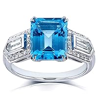 Blue Topaz and Diamond Engagement Ring 4 1/2 Carat (ctw) in 14k White Gold