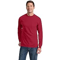Port & Company Tall Long Sleeve Essential Pocket Tee 2XLT Red