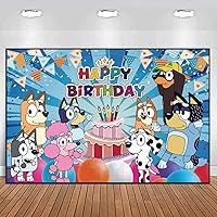 for Blue Dog Birthday Decorations Banner,Party Decorations Background for Children Happy Birthday Banner Party Supplies Photography Background Decorations,Indoor Outdoor Wall Decor- 5x3ft