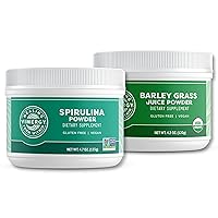 USDA Organic Barley Grass Juice Powder, 30 Servings and Natural Spirulina Powder, 45 Servings - Bundle