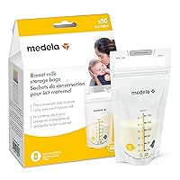 Medela Breastmilk Storage Bags, Ready to Use Breast Milk Storing Bags for Breastfeeding, Self Standing Bag, Space Saving Flat Profile, 50 Count (Pack of 1)