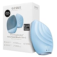 GESKE SmartAppGuided™ Sonic Facial Brush 5 in 1 | Vibrating Electric Facial Cleansing Brush | Soft Silicone Brush | Professional Facial Cleanser | Skin Cleanser & Exfoliator | Face Massager