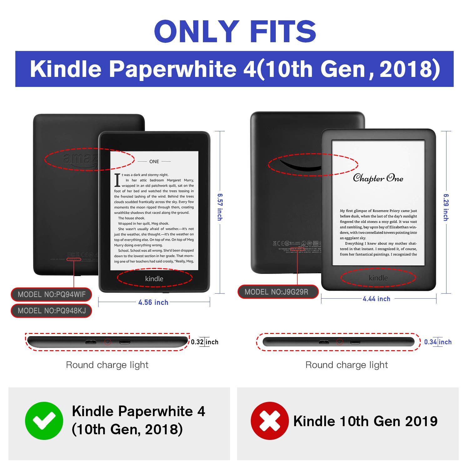 Ayotu Fabric Case for Waterproof Kindle Paperwhite 10th Gen 2018 - Thinnest&Lightest Smart Cover with Auto Wake/Sleep - Support Back Cover adsorption(not fit New Kindle 10th 2019),K10 A-Blue