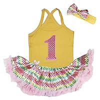 Petitebella Pink Sequins 1st Halter Shirt Baby Dress Nb-18m