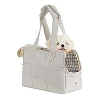Dog Carrier for Small Dogs Rabbit cat with Large Pockets, Cotton Bag, Dog Carrier Soft Sided, Collapsible Travel Puppy Carrier (Grey, 13.6