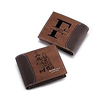 MeMeDIY Personalized Leather Bifold Wallets for Men Custom Engraved Photo/Initial/Text Mens Wallets Customized Wallet Gifts for Men Boyfriend Son Dad Husband (B2-Initials & Inside Text, Light Brown)