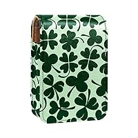 Lipstick Case Clover Icons Pattern Mini Lipstick Holder Organizer Bag With Mirror for Purse Travel Cosmetic Pouch