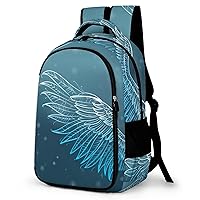 Angel Wings Backpack Double Deck Laptop Bag Casual Travel Daypack for Men Women