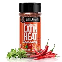 Sauce Goddess Southwest Latin Heat Shaker - BBQ Rub with Tons of Cumin and Oregano Flavor, Cayenne, and New Mexican Red Chiles. No Sugar, Low in Sodium, Gluten-Free - Net Wt. 4.2 oz.